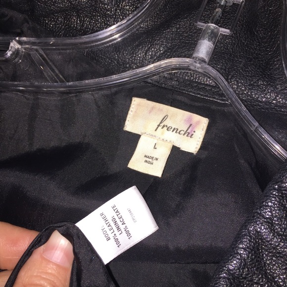 frenchi Black Leather Motorcycle Jacket Juniors L - Picture 8 of 8